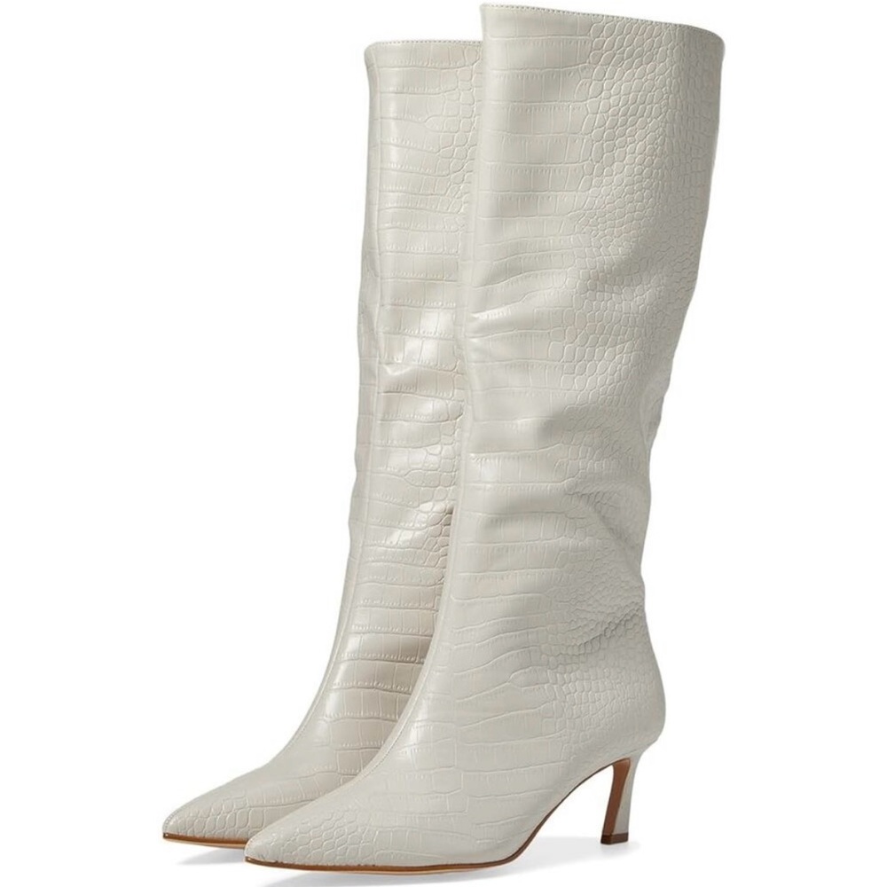 Steve Madden Lavan kitten heel Croc-Embossed Boots Size 9